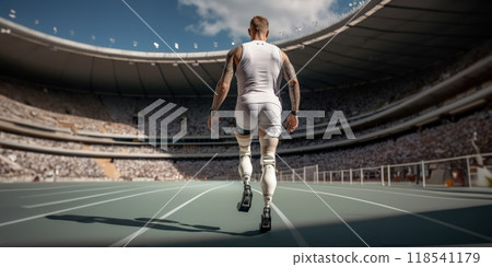 An inspiring athlete with a disability running on the track, embodying determination and resilience.Generated image 118541179