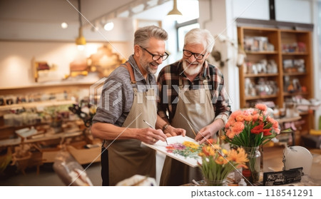 Two friends capture their artistic journey as they passionately sketch and bring their creative imaginations to life in their office sanctuary 118541291