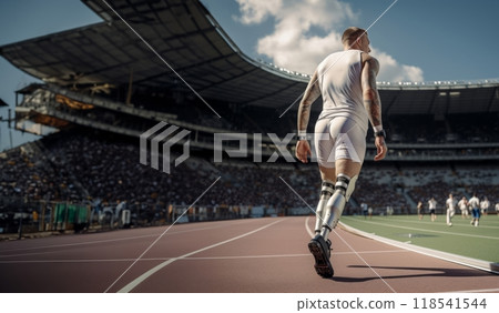 An inspiring athlete with a disability running on the track, embodying determination and resilience.Generated image An inspiring athlete with a disability running on the track, embodying determination and resilience.Generated image 118541544