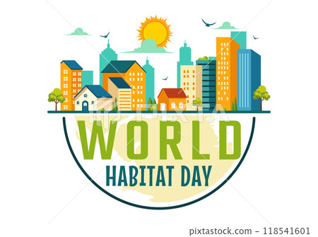 World Habitat Day Vector Illustration on 3 October, featuring a Clean City, Natural Trees, and Urban Areas for Adequate Housing in a Flat Background World Habitat Day Vector Illustration on 3 October, featuring a Clean City, Natural Trees, and Urban Areas for Adequate Housing in a Flat Background 118541601