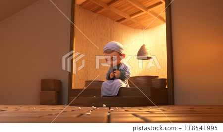 A serene moment captured in a photograph, depicting a little girl engaged in the Islamic ritual of abdest, symbolizing purity and spiritual cleansing before prayer.Generated image 118541995