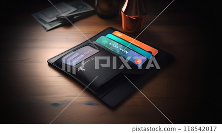 CloseUp of a Wallet with Payment Cards.Generated image CloseUp of a Wallet with Payment Cards.Generated image 118542017