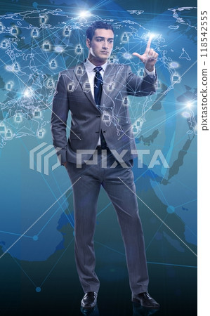 Man in social networks concept 118542555