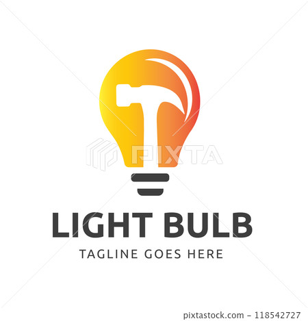 Light Bulb Symbol with Hammer Logo is perfect for Companies in the Construction Sector Vector Illustration Design 118542727