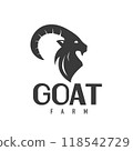 Big Horn Sheep Head Silhouette or Mountain Ram for Wildlife Logo Design or Aries Capricorn Vector Illustration Design 118542729