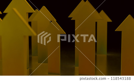 The Gold arrow up on black background  for Business concept 3d rendering. 118543188