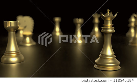 The Gold chess on black background for Business concept 3d rendering. The Gold chess on black background for Business concept 3d rendering. 118543194
