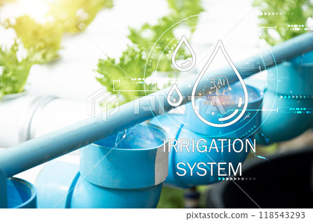 Concept of irrigation control using AI to manage the system Concept of irrigation control using AI to manage the system 118543293