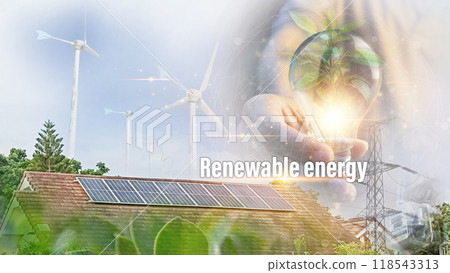 Sustainable development and business operations based on renewable energy, eco concepts, green industries using renewable energy can limit global warming. 118543313