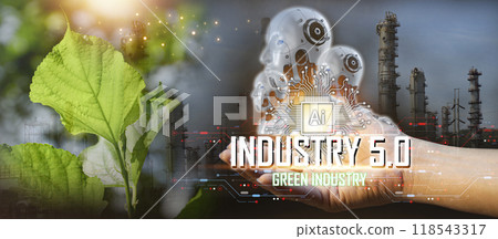The concept of using artificial intelligence to control the system Industry using artificial intelligence, Industry 5.0, green industry 118543317