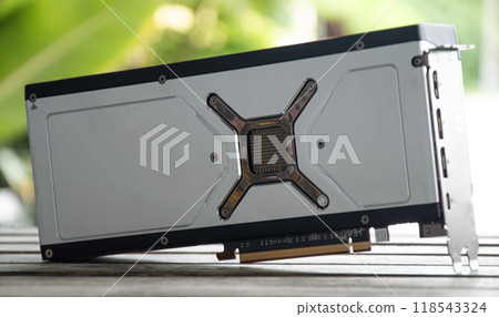 Rear view of graphics card, computer equipment Rear view of graphics card, computer equipment 118543324