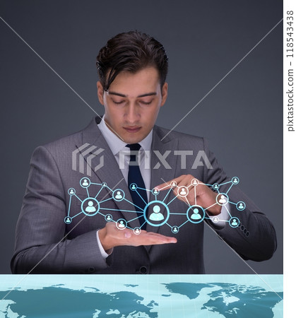 Businessman in social networks concept 118543438
