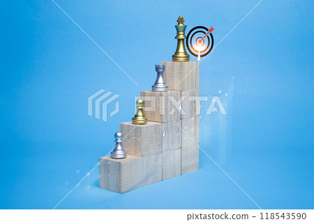 Success and leadership concept with chess on board, corporate leader 118543590