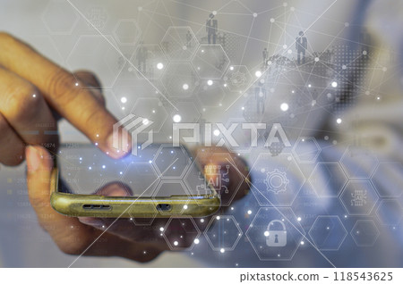 Data Science Concept, IT Engineer, Data Scientist Working on Digital Smartphone with Big Data in Server, Network, Data Center, Cloud Computing and Internet Network, Innovation Technology Fundamentals. 118543625