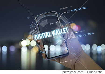 Digital Wallet concept that controls usage with blockchain and smart contacts 118543784