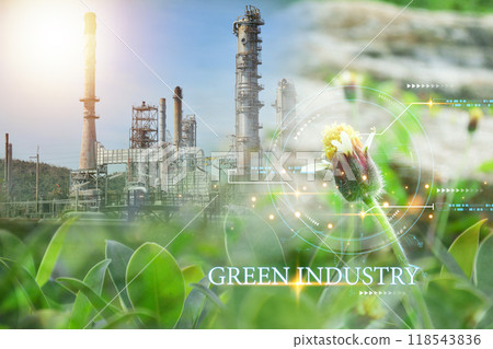 Green industry concept, carbon reduction and renewable energy use Green industry concept, carbon reduction and renewable energy use 118543836