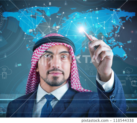 Arab man in data mining concept 118544338