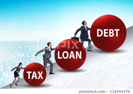 Businessman facing many different problems 118544376