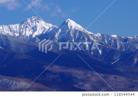 Akadake and Amidadake in winter as seen from Kirigamine 118544544