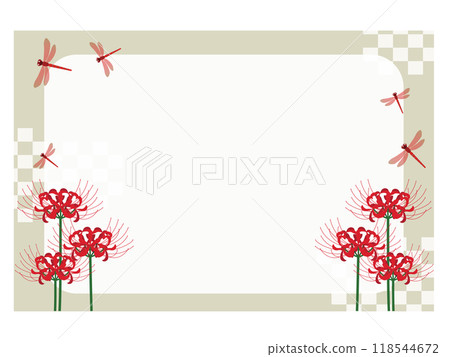 紅蜻蜓和簇孤挺花框架 紅蜻蜓和簇孤挺花框架 118544672