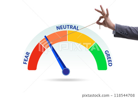 Fear and greed investor behaviour concept Fear and greed investor behaviour concept 118544708