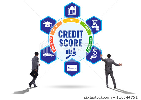 Credit score concept with businessman 118544751