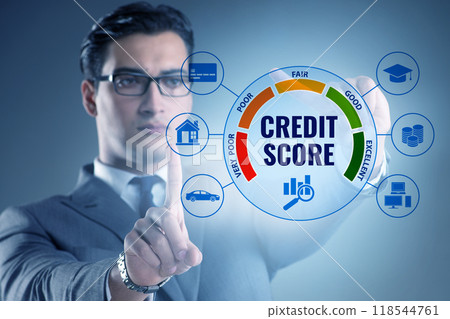 Businessman in credit score concept 118544761