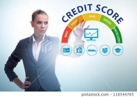 Businessman in credit score concept 118544765