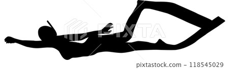 A black silhouette of a woman doing scuba Diver 118545029