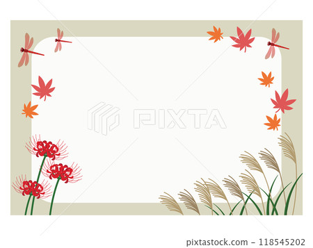 紅蜻蜓、蜘蛛百合、潘帕斯草和楓樹的框架 紅蜻蜓、蜘蛛百合、潘帕斯草和楓樹的框架 118545202