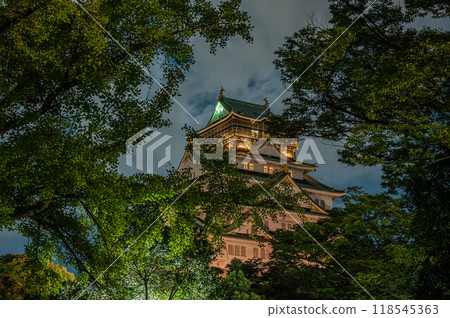 Osaka Castle castle tower at night Osaka Castle castle tower at night 118545363