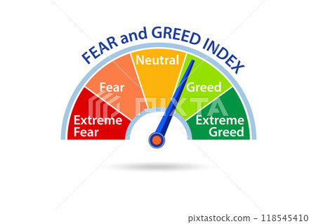Fear and greed investor behaviour concept Fear and greed investor behaviour concept 118545410