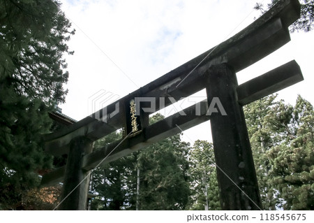 日本世界遺產日光山東照宮的石製鳥居「市之鳥居」（日本三大鳥居） 118545675