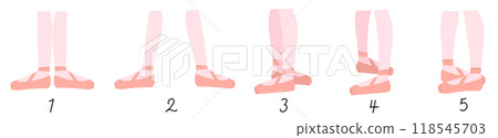 A set of five classical ballet foot positions A set of five classical ballet foot positions 118545703