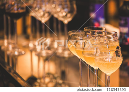 Wine glass at the party hall Wine glass at the party hall 118545893