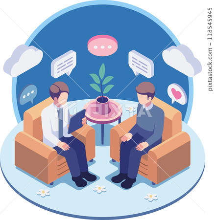Isometric Therapist and Patient During a Counseling Session Isometric Therapist and Patient During a Counseling Session 118545945