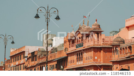 Jaipur, Rajasthan, India. View On Architecture Of Jaipur Or Pink City Due To Dominant Color Scheme Of Its Buildings In Old City. City Was Planned According To Indian Vastu Shastra By Vidyadhar 118546153