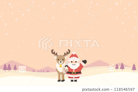 聖誕老人與馴鹿背景圖 118546597
