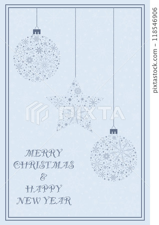 Christmas and New Year Card on Blue Background Christmas and New Year Card on Blue Background 118546906