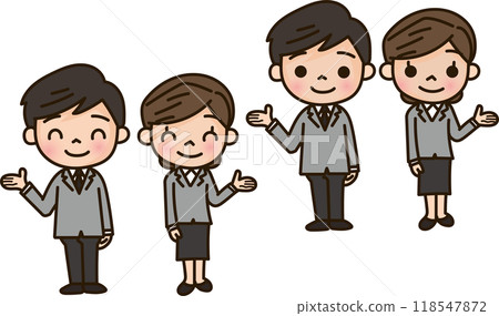 A man and a woman in a suit to show 118547872