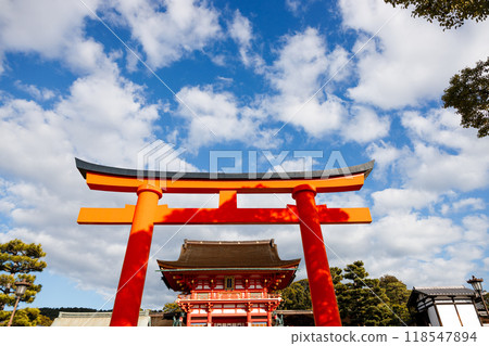 Torii gate at Fushimi Inari shrine in Autumn season. Kyoto, Japan. Torii gate at Fushimi Inari shrine in Autumn season. Kyoto, Japan. 118547894