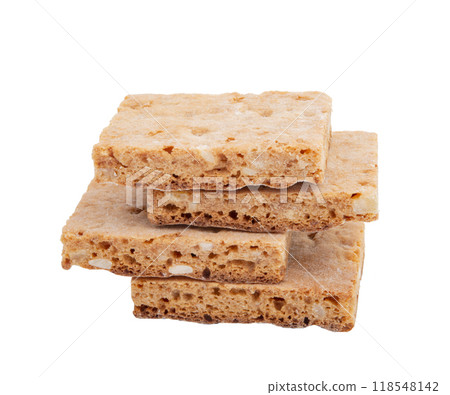 Swiss basil gingerbread cookies isolated on the white 118548142