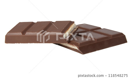Two parts of milk chocolate isolated on the white 118548275