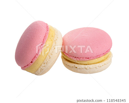 Exclusive macaroon with flavor isolated on the white Exclusive macaroon with flavor isolated on the white 118548345