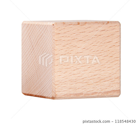 Wooden square brick cubic isolated on the white Wooden square brick cubic isolated on the white 118548430