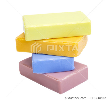 Different color pieces of soap perfume isolated on the white 118548484