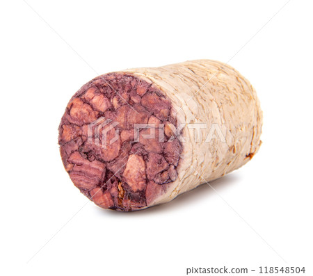 Vintage wine cork red circle isolated on the white 118548504