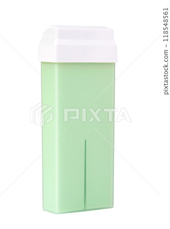 Green wax in cartridge for depilation or epilation isolated on the white Green wax in cartridge for depilation or epilation isolated on the white 118548561