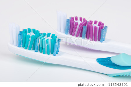 Two toothbrush for healthcare on the white background 118548591