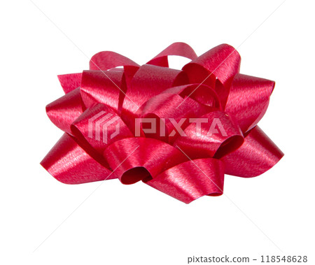 Festive gift bow red color isolated on the white Festive gift bow red color isolated on the white 118548628